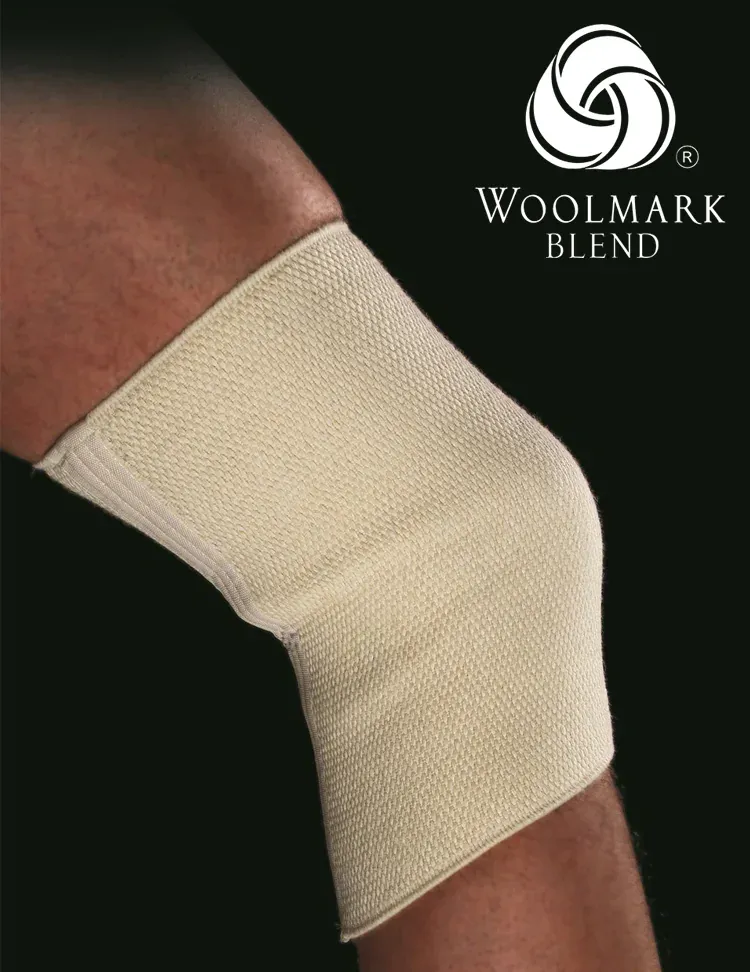 701%20-%20Knee%20Pads%20%28Pair%29%20-%20701 Woolmark Blend knee support sleeve, beige compression brace for pain relief and stability, flexible and durable athletic injury aid.