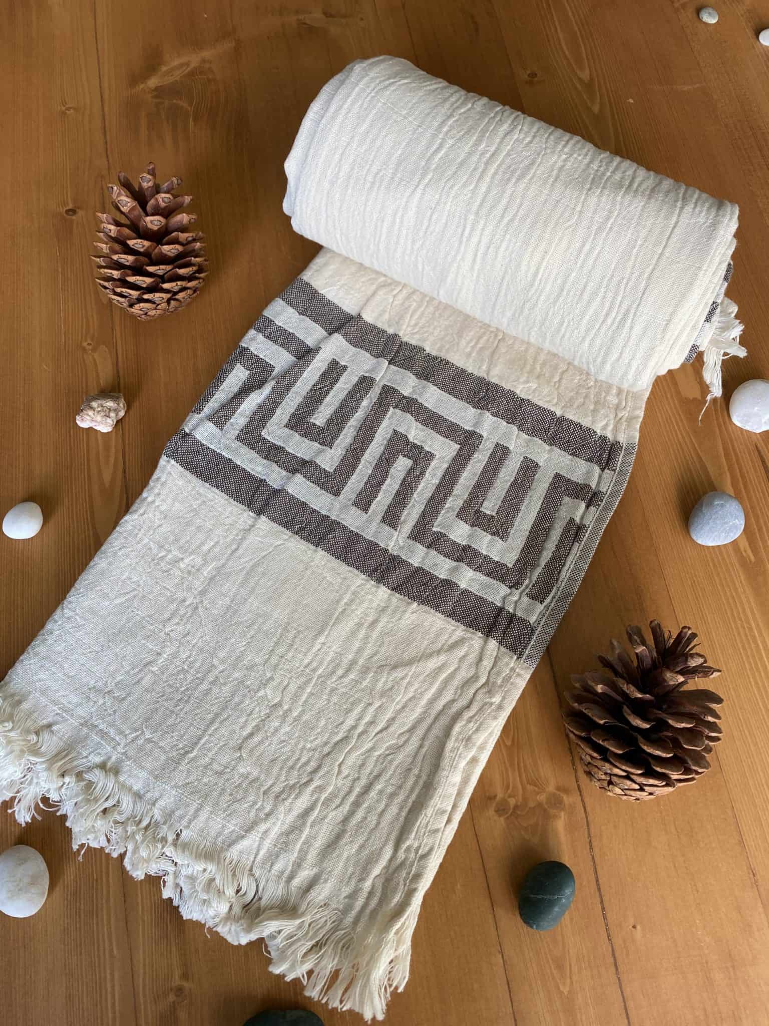 Ancient Turkish Towel - Brown, 100% Organic Cotton, Handmade, Bath ...