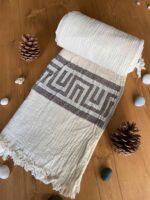 Ancient Greek Turkish Towel - Brown, 100% Organic Cotton, Handmade, Bath Towel, Peshtemal, Sauna Towel, Beach Towel