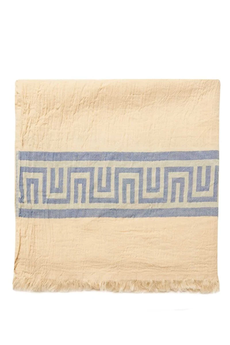 Ancient Greek Turkish Towel - Light Blue, 100% Organic Cotton, Handmade, Bath Towel, Peshtemal, Sauna Towel, Beach Towel