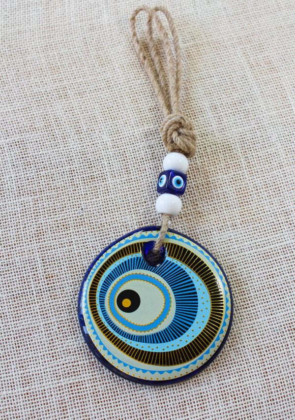 Blue Painted Evil Eye Wall Decor