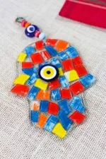Colorful Fusion Art Hamsa Hand Ornament Glass Styles