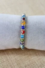 Colorful Glass Evil Eye Bracelet with Cubic Zirconia