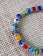 Colorful Glass Evil Eye Bracelet with Cubic Zirconia