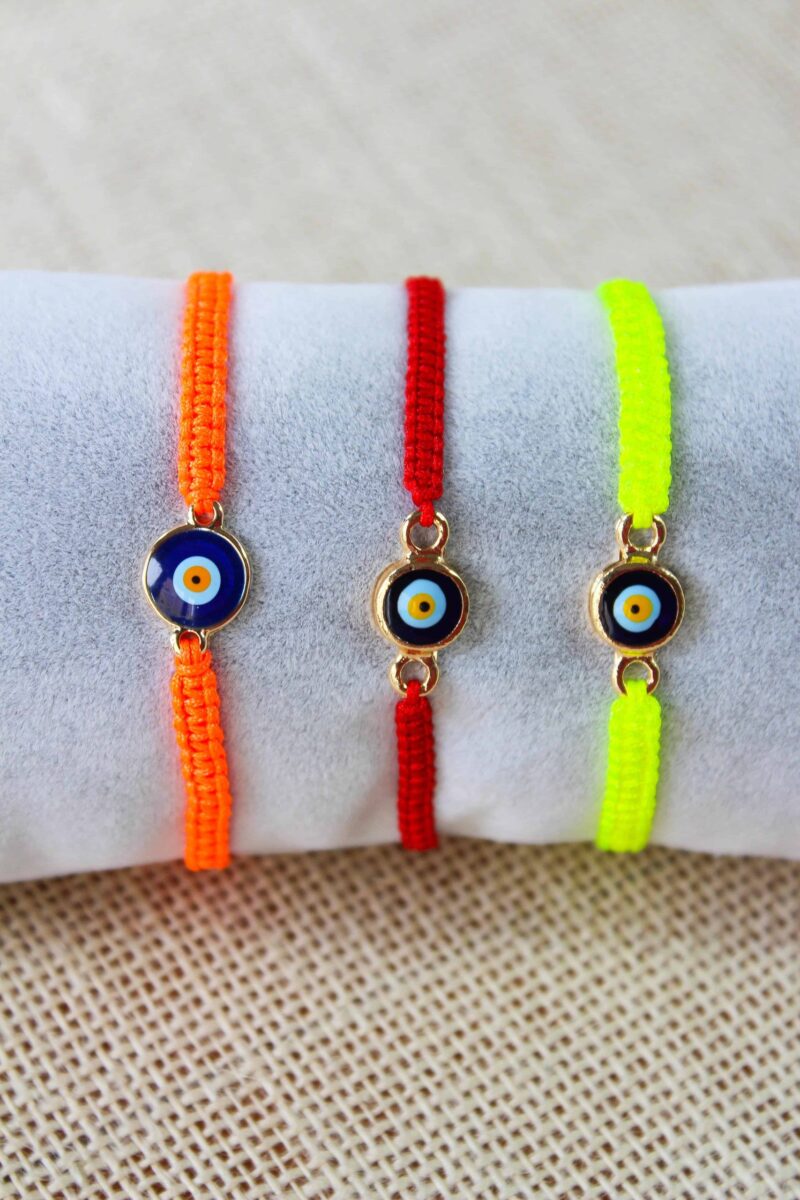 Colorful Gold Plated Evil Eye Macrame Bracelets