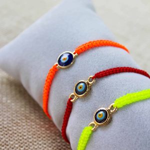 Colorful Gold Plated Evil Eye Macrame Bracelets