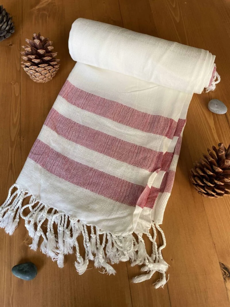 Dubai Turkish Towel - Red, Handmade, Bath Towel, Peshtemal, Sauna Towel, Beach Towel