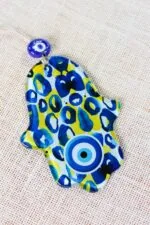 Evil Eye Hamsa Hand Glass Wall Ornament