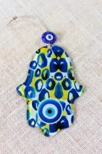 Evil Eye Hamsa Hand Glass Wall Ornament