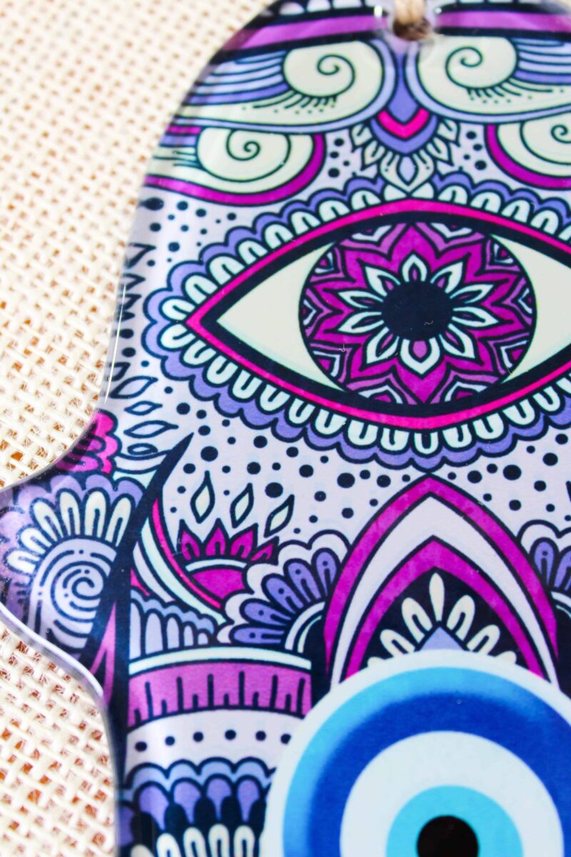 Evil Eye Hamsa Hand Glass Wall Ornament