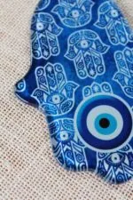 Evil Eye Hamsa Hand Glass Wall Ornament