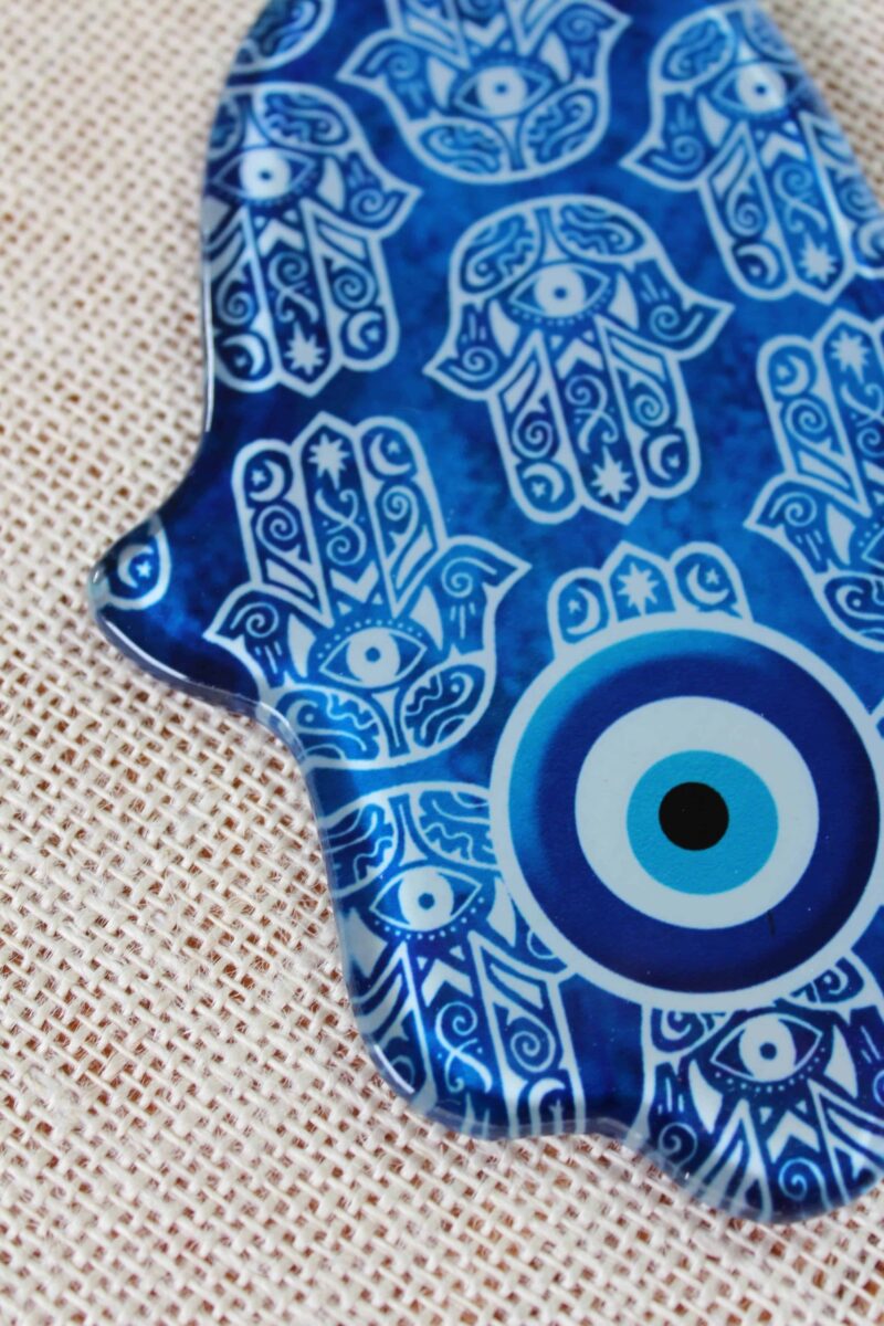 Evil Eye Hamsa Hand Glass Wall Ornament