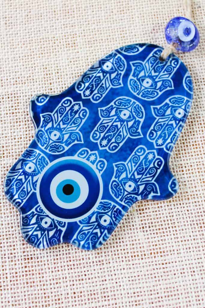 thumbnail image 2 of Blue Evil Eye Hamsa Hand Hanging Amulet - Decorative Ornament For Protection, Betterdecor 2 of 4