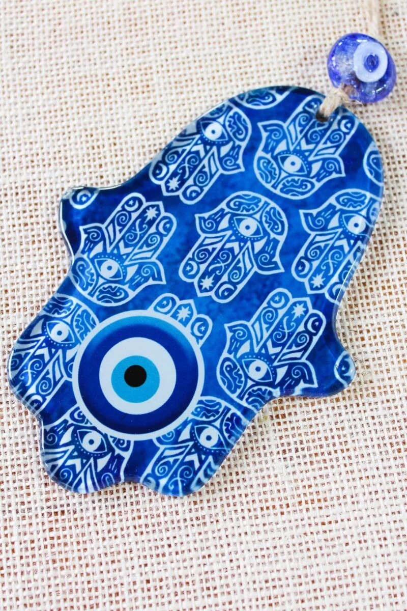 Evil Eye Hamsa Hand Glass Wall Ornament