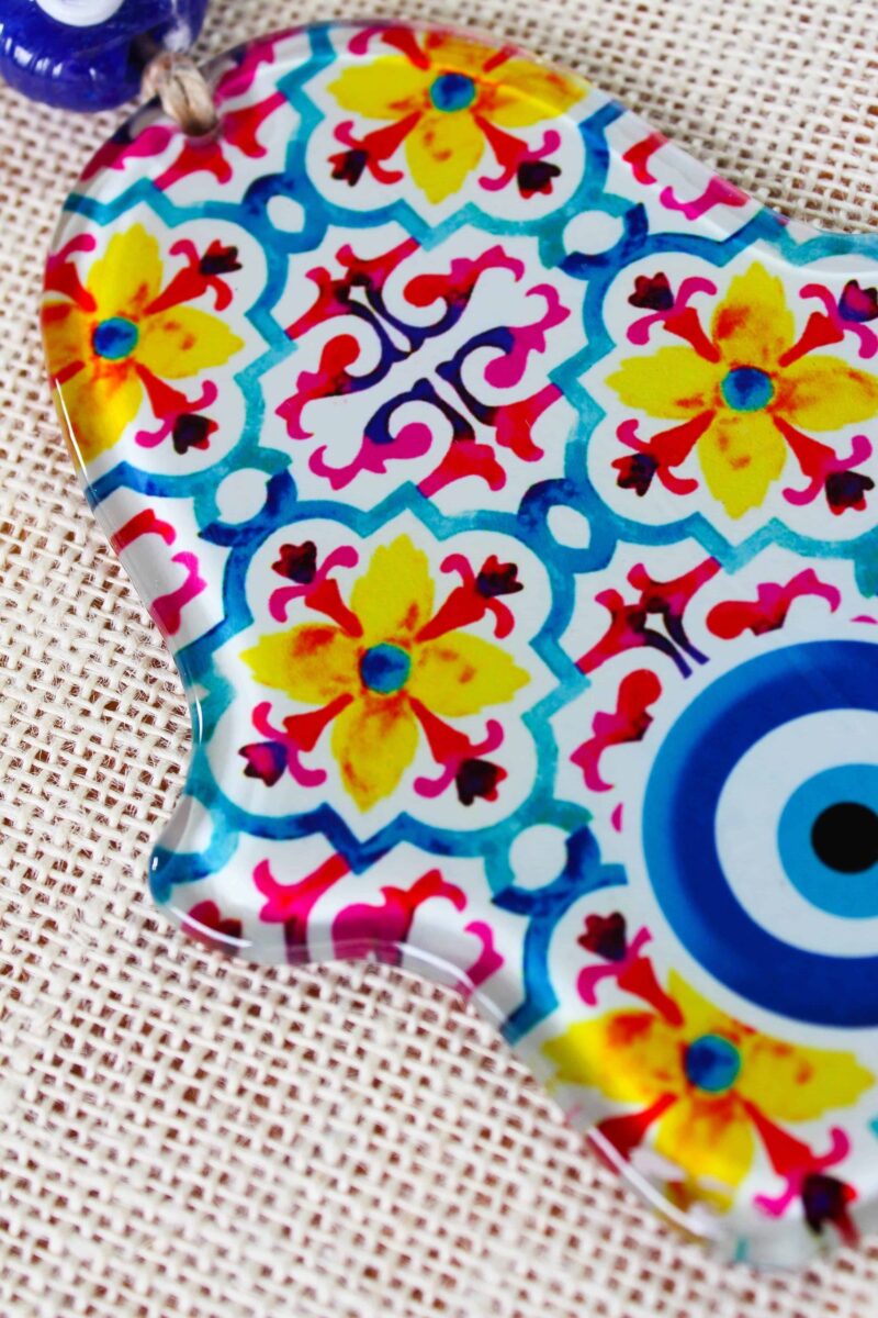 Evil Eye Hamsa Hand Glass Wall Ornament