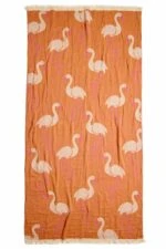 Flamingo Turkish Towel - Pink, 100% Organic Cotton, Handmade, Bath Towel, Peshtemal, Sauna Towel, Beach Towel