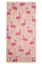 Flamingo Turkish Towel - Pink, 100% Organic Cotton, Handmade, Bath Towel, Peshtemal, Sauna Towel, Beach Towel