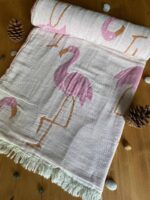 Flamingo Turkish Towel - Pink, 100% Organic Cotton, Handmade, Bath Towel, Peshtemal, Sauna Towel, Beach Towel