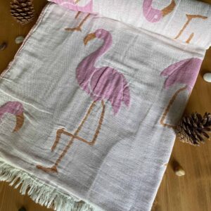 Flamingo Turkish Towel - Pink, 100% Organic Cotton, Handmade, Bath Towel, Peshtemal, Sauna Towel, Beach Towel