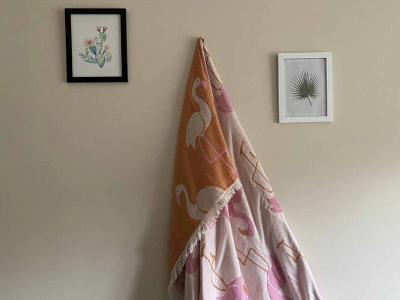 Flamingo Turkish Towel - Pink, 100% Organic Cotton, Handmade, Bath Towel, Peshtemal, Sauna Towel, Beach Towel