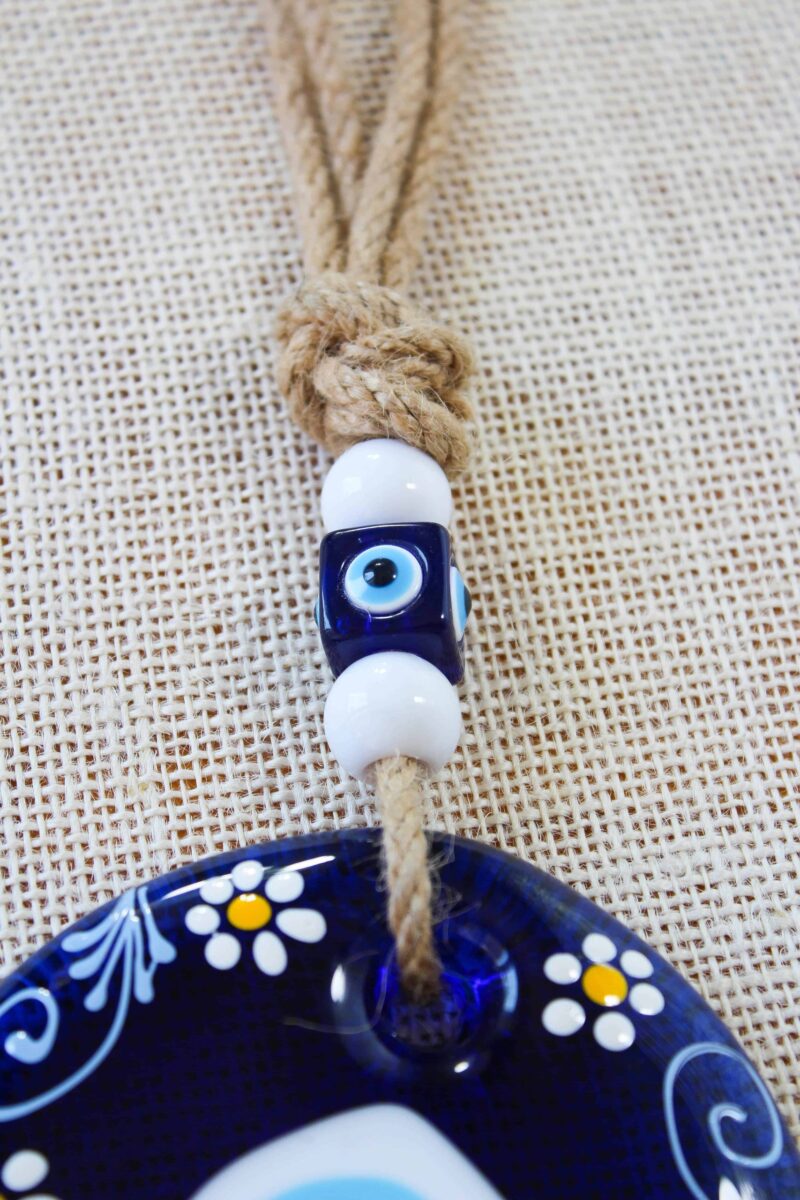 Flower Painted Blue Evil Eye Wall Hanging