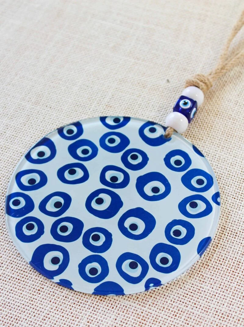 Fusion Art Glass Design Circular Evil Eye Wall Hanging Decor