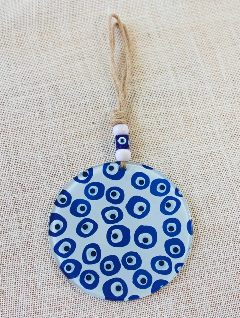Fusion Art Glass Design Circular Evil Eye Wall Hanging Decor