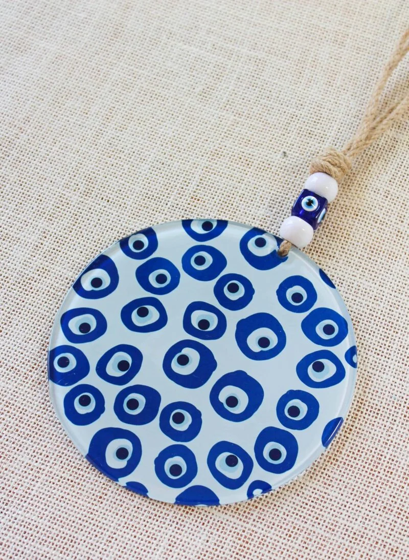 Fusion Art Glass Design Circular Evil Eye Wall Hanging Decor