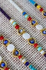 Glass Beaded Evil Eye Bracelet with Heart Shape & Zirconia