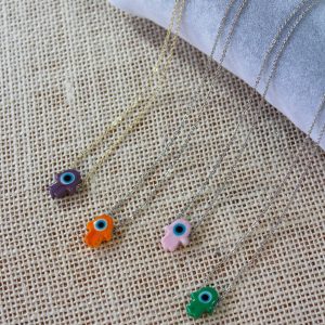 Glass Evil Eye Hamsa Hand Necklaces
