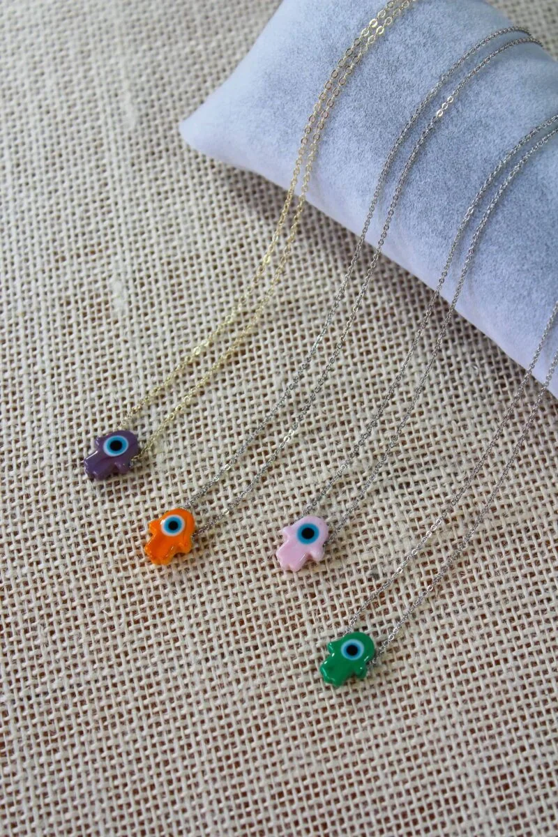Glass Evil Eye Hamsa Hand Necklaces
