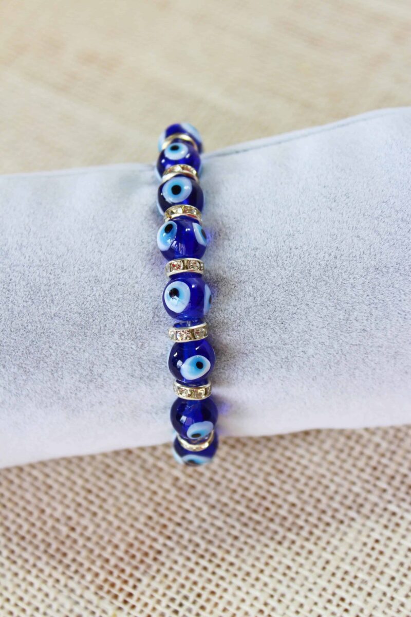 Glass Evil Eyes Bracelet with Cubic Zirconia