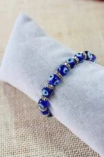Glass Evil Eyes Bracelet with Cubic Zirconia