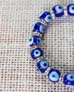 Glass Evil Eyes Bracelet with Cubic Zirconia