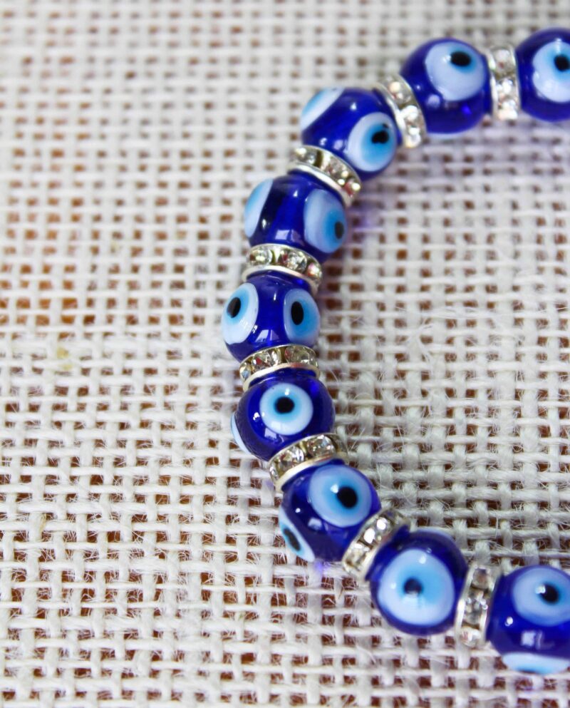 Glass Evil Eyes Bracelet with Cubic Zirconia