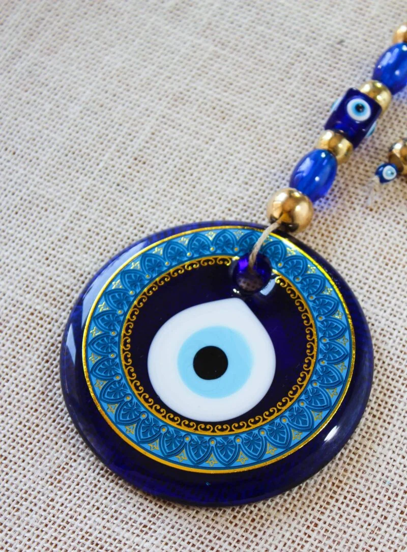 Glass Round Blue Evil Eye