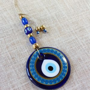 Glass Round Blue Evil Eye