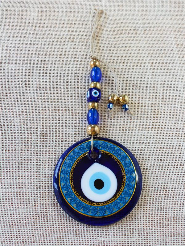 Glass Round Blue Evil Eye Amulet