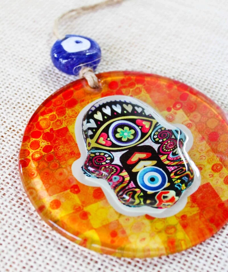 Hamsa Hand Evil Eye 3D Glass Wall Ornament