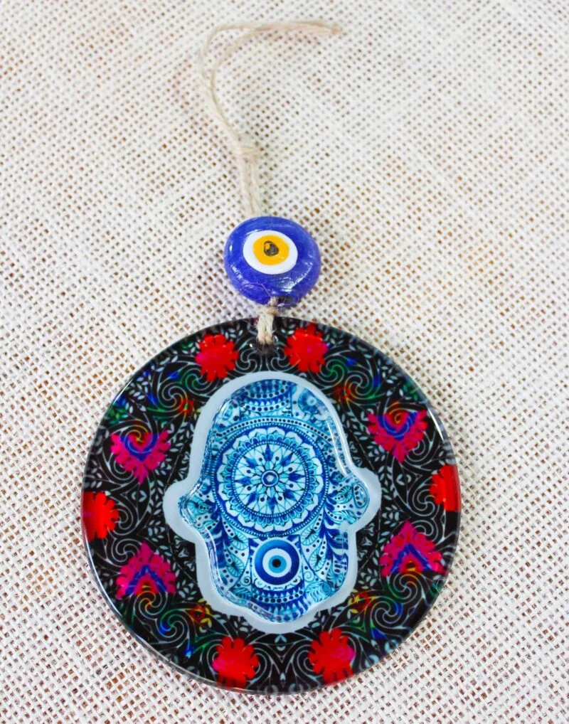 Hamsa Hand Evil Eye 3D Glass Wall Ornament