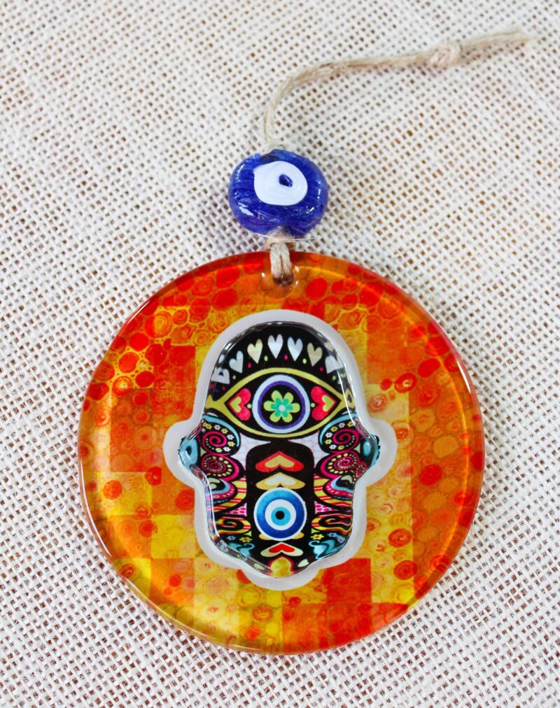 Hamsa Hand Evil Eye 3D Glass Wall Ornament