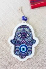 Hamsa Hand Evil Eye Glass Wall Ornament