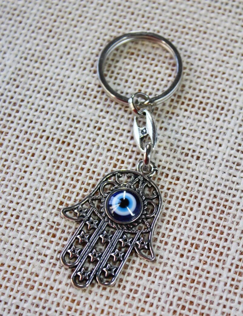 Hamsa Hand Evil Eye Metal Keychain