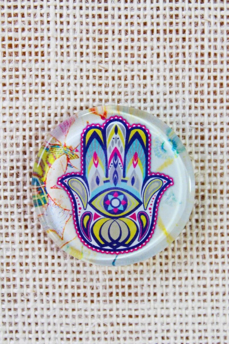 Hamsa Hand Fusion Art Glass Magnets