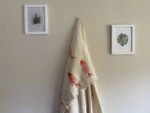 Hand Printed Fishbone Turkish Towel - Red, 100% Organic Cotton, Handmade, Bath Towel, Peshtemal, Sauna Towel, Beach Towel