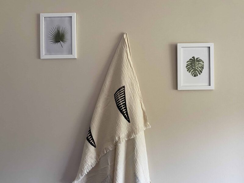 Hand Printed Pyramid Turkish Towel - Black, 100% Organic Cotton, Handmade, Bath Towel, Peshtemal, Sauna Towel, Beach Towel