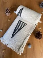 Hand Printed Pyramid Turkish Towel - Black, 100% Organic Cotton, Handmade, Bath Towel, Peshtemal, Sauna Towel, Beach Towel