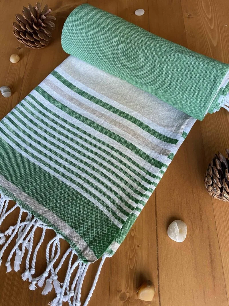 Hawaii Turkish Towel - Green, 100% Organic Cotton, Handmade, Bath Towel, Peshtemal, Sauna Towel, Beach Towel