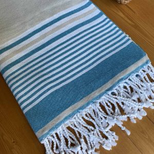 Hawaii Turkish Towel - Turquoise, 100% Organic Cotton, Handmade, Bath Towel, Peshtemal, Sauna Towel, Beach Towel