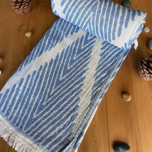 Helsinki Turkish Towel - Blue, 100% Organic Cotton, Handmade, Bath Towel, Peshtemal, Sauna Towel, Beach Towel
